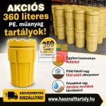   ~ 360 literes állóhengeres HD-PE műanyag tartály - több db!