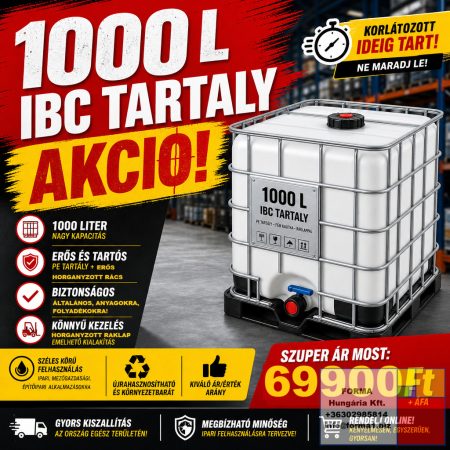 1.0. <A> 1000 literes, ÚJ, IBC, ÁLTALÁNOS - IPARI tartály, HORGANYZOTT raklapon - JDPCK; 1.0. <A> 1000 literes, ÚJ, IBC, ÁLTALÁNOS - IPARI tartály, HORGANYZOTT raklapon - JDPCK;
